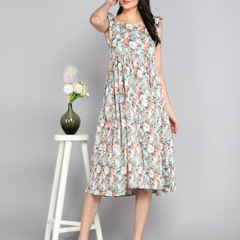 Sky Petal Tiered Dress