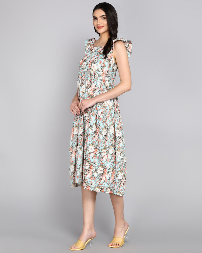 Sky Petal Tiered Dress