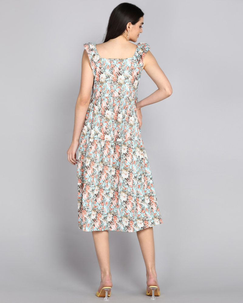 Sky Petal Tiered Dress