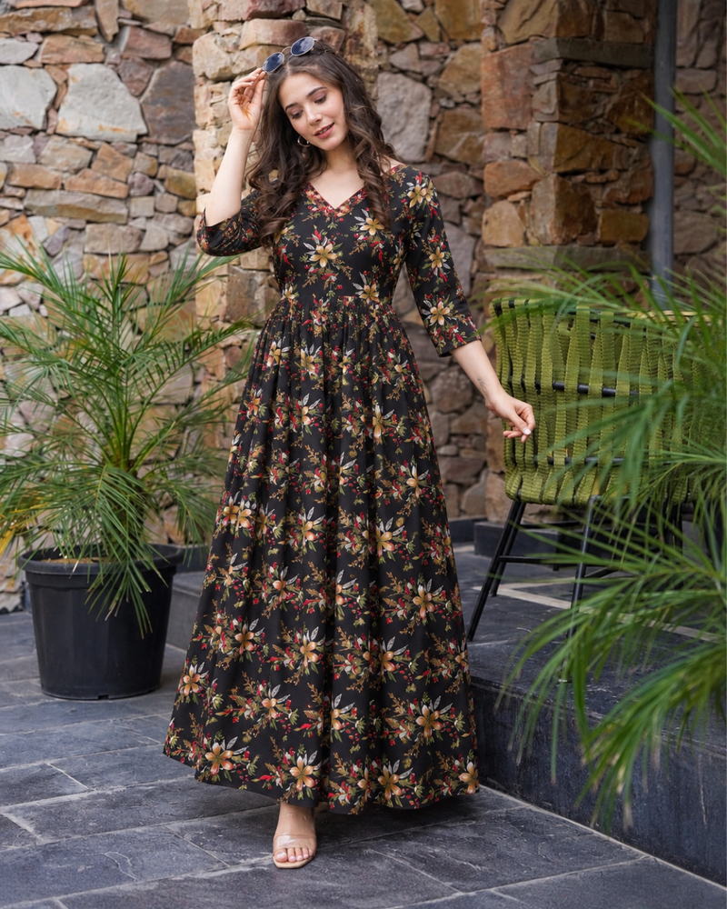 Nocturne Bloom Flared Gown
