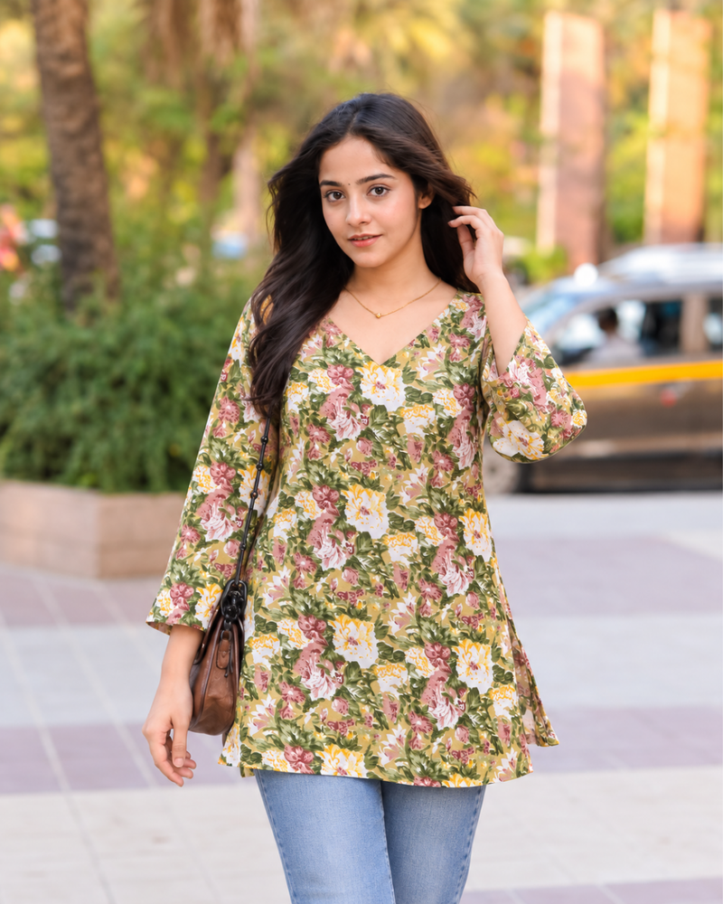 Solara Botanical Tunic Top