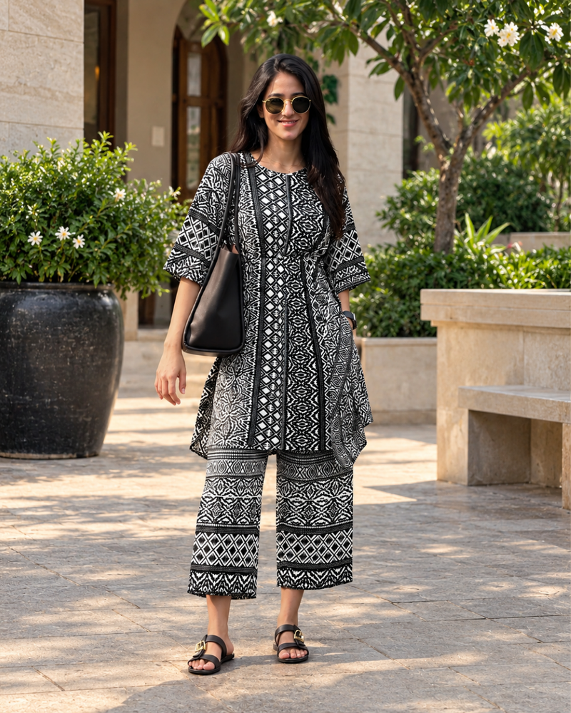 Tribal Matrix Kaftan Set