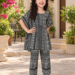 Monochrome Lattice Kaftan Palazzo Set