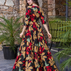 Tropicana Foliage Tiered Gown