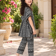 Monochrome Lattice Kaftan Palazzo Set
