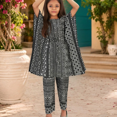 Monochrome Lattice Kaftan Palazzo Set