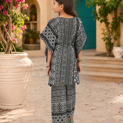 Monochrome Lattice Kaftan Palazzo Set
