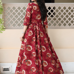 Vintage Rosewood Pleated Gown