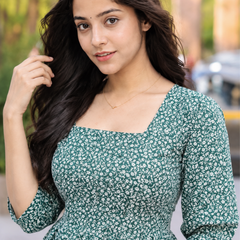 Noire Ditsy Peplum Top