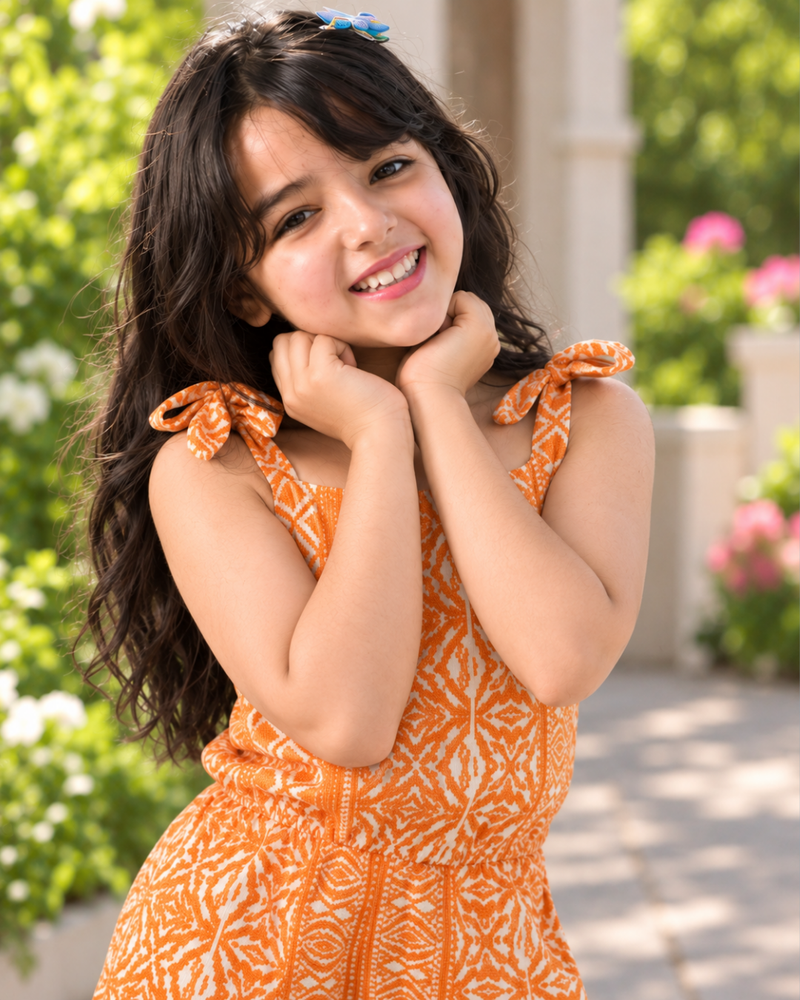 Saffron Bloom Tie-Up Playsuit