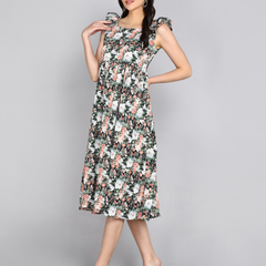 Midnight Blossom Tiered Dress