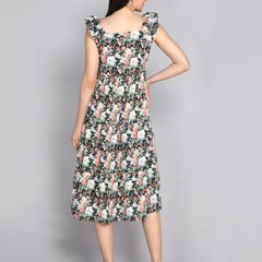 Midnight Blossom Tiered Dress