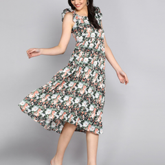 Midnight Blossom Tiered Dress