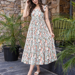 Sky Petal Tiered Dress